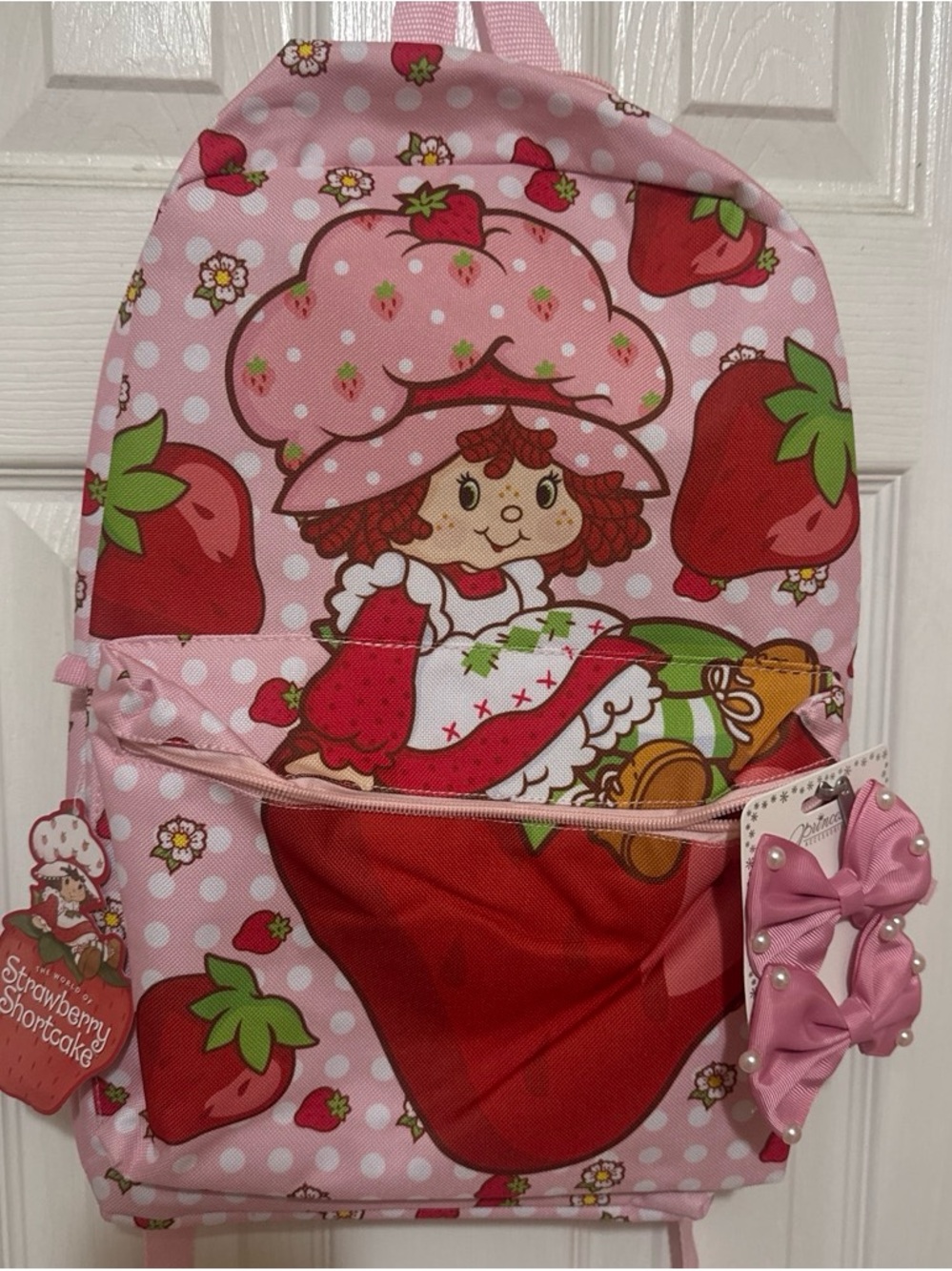 Strawberry Character Kids Backpack – Pink